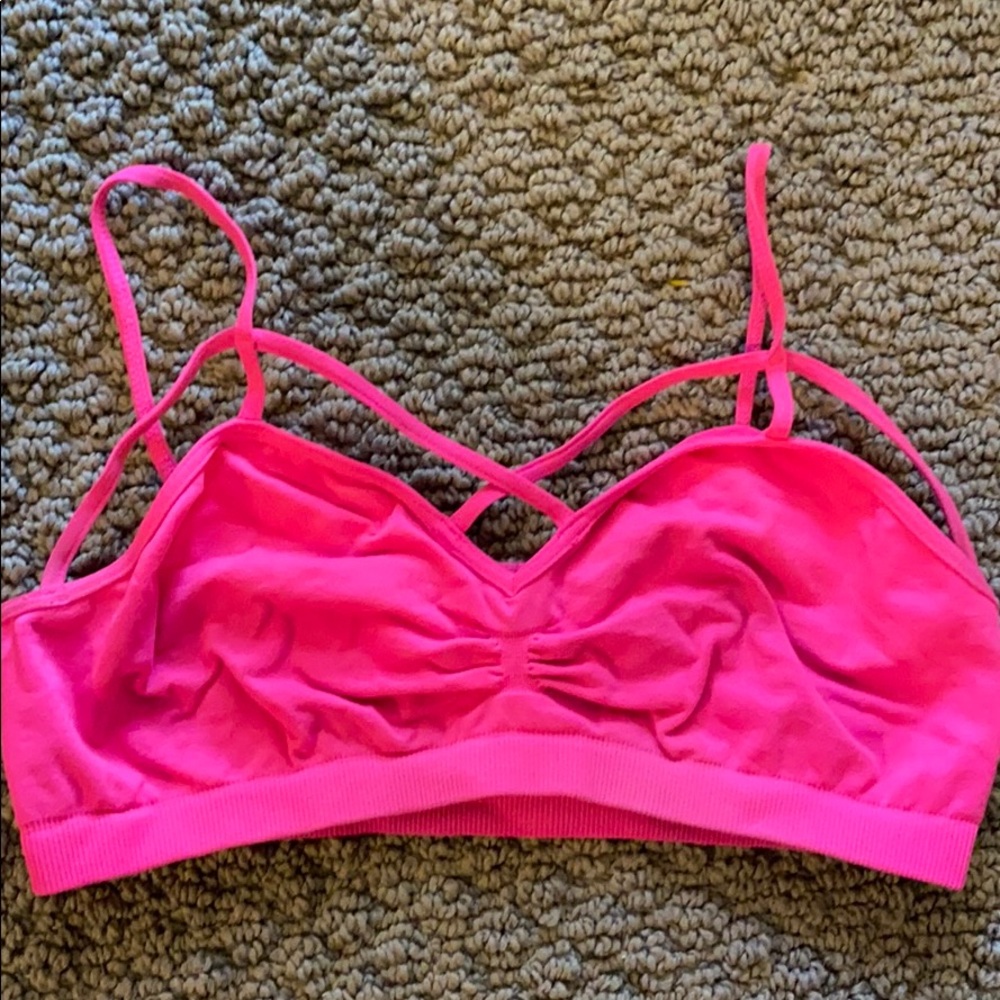 Hot Pink cross front bra top